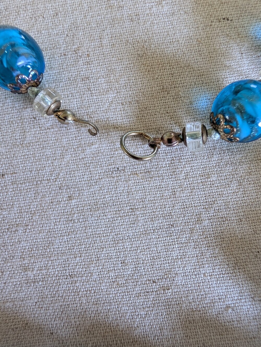 Vintage Murano Blue Glass Bead Necklace 15 Inches Statement Jewelry - Picture 2 of 3